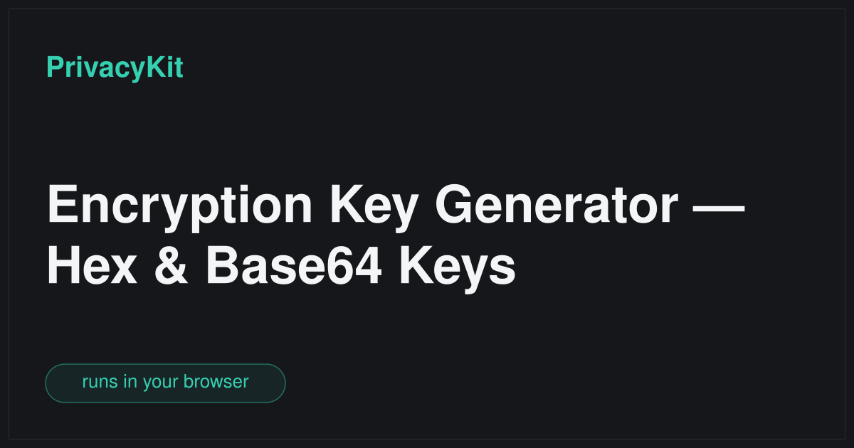 Encryption Key Generator — Hex & Base64 Keys | PrivacyKit